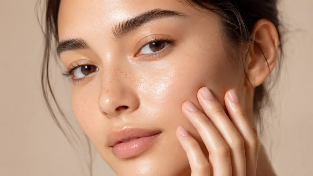 Korean Skincare Routine Structure: Why Your 10-Step Haul is Low-Key Hurting Your Face 3 A close-up of a healthy, radiant face contrasting the heavy products used in a bloated Korean skincare routine structure.