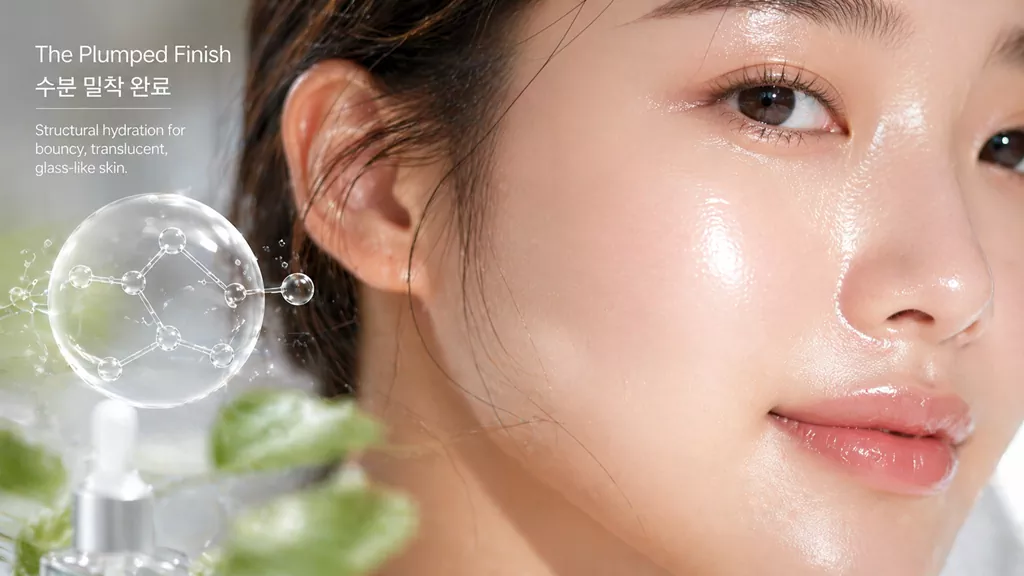 K-Beauty Hydration: Mastering Hyaluronic Acid Benefits for Skin 2 A stunning glass skin result demonstrating the transformative Hyaluronic Acid Benefits for Skin after a professional hydration routine.