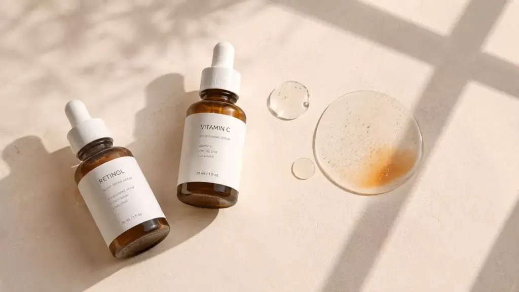 Why Your Expensive Serums Are Evaporating: The Ultimate K-Beauty Sunscreen Guide 2 A professional K-Beauty Sunscreen Guide visual explaining how advanced UV filters prevent the rapid photo-oxidation of unstable active ingredients like Retinol and Vitamin C.