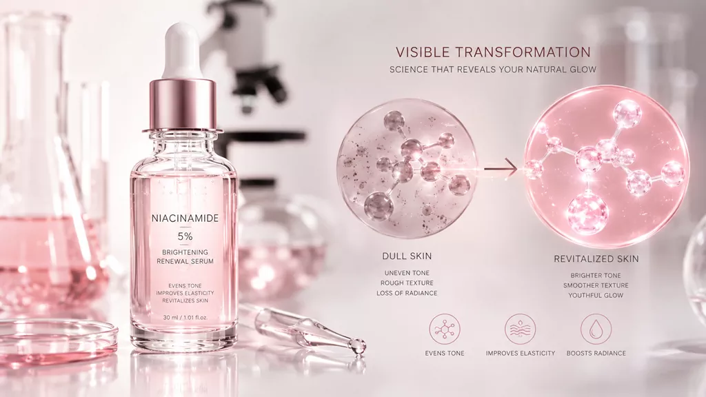 K-Beauty Niacinamide Benefits: The Ultimate Smart Guide to Calibrating Your Way to Glass Skin 1 A conceptual diagram illustrating K-Beauty Niacinamide Benefits for molecular skin tone calibration and achieving glass skin.