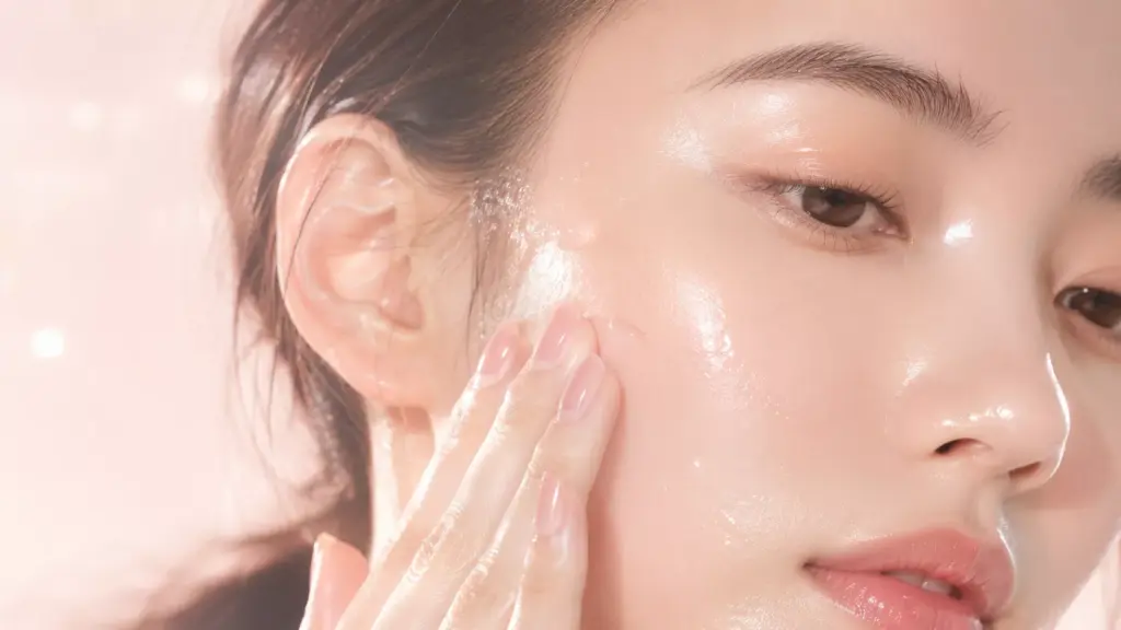 The Science of Bounce: Why K-Beauty Peptides Benefits Are the Ultimate Reset for Tired 20-and-30-Something Skin 2 A close-up of a woman applying a lightweight liquid serum to experience K-Beauty Peptides Benefits for a bouncy glass skin look.