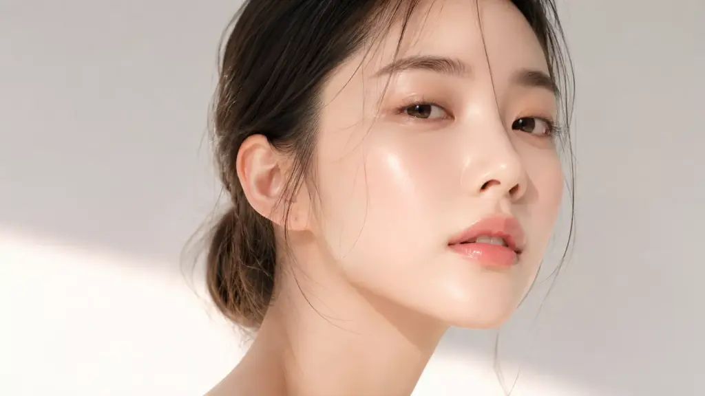 Niacinamide vs Vitamin C: The 2026 Radiance Audit for Sensitive Subuji Skin 2 A young woman with flawless, glowing translucent glass skin achieved by an optimized routine of Niacinamide vs Vitamin C.