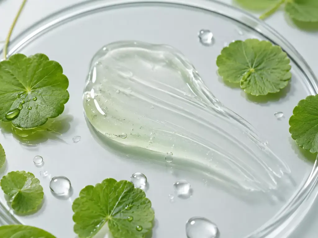 Summer Skincare for Heat-Damaged Skin: A Science-Backed K-Beauty Recovery Guide 3 Soothing Centella Asiatica and Phytoceramide gel texture used in summer skincare for heat-damaged skin