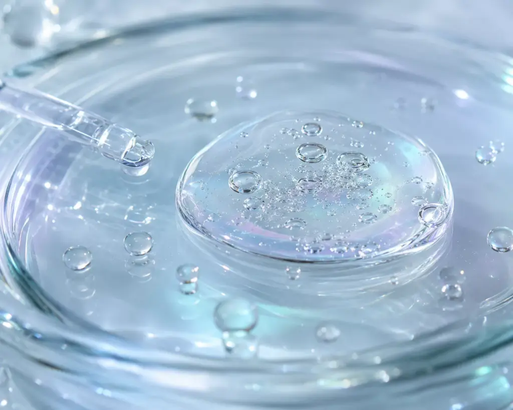 Slugging with PDRN: How to Repair Damaged Skin Without Clogging Pores 3 Clear watery gel texture used in a non-comedogenic slugging with PDRN routine.