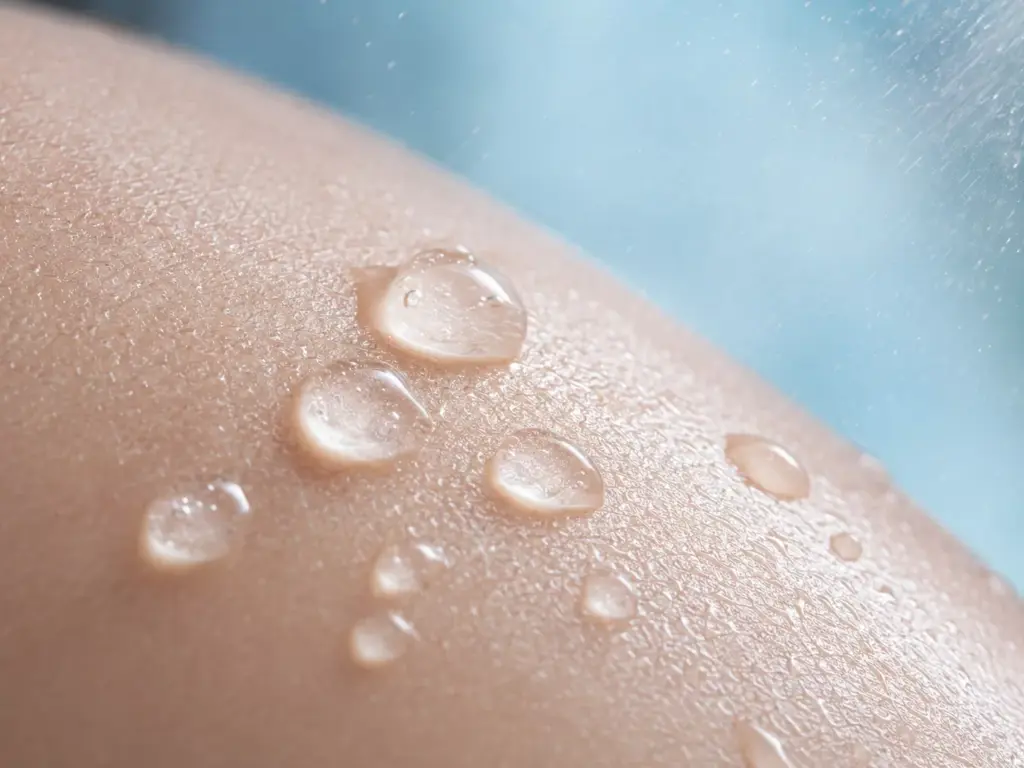 Thermal Aging Skincare: How to Stop Heat-Induced Barrier Damage and Breakouts 3 Soothing hydrogel mask and cooling mist texture designed for a Thermal Aging Skincare reset.